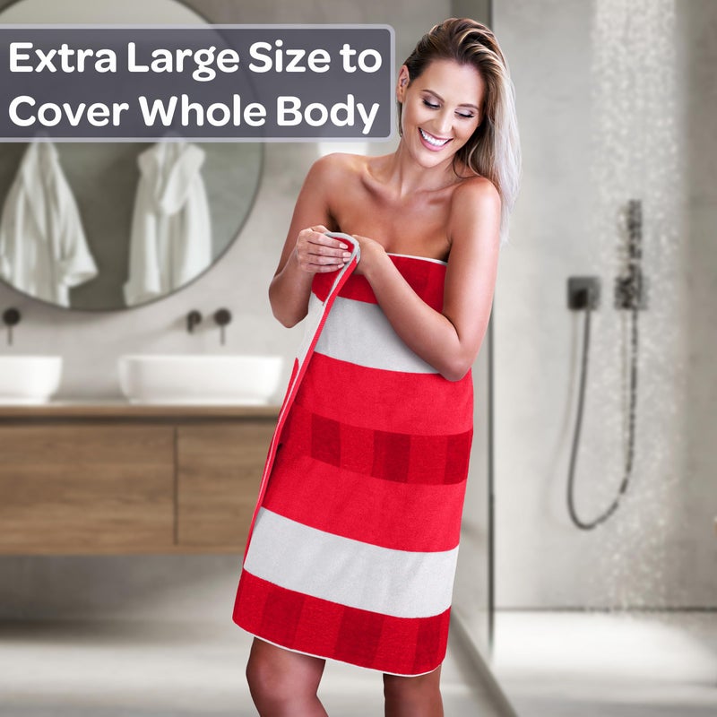 Lavish Home 6 Piece Bathroom Towels Set - 525 GSM 100% Cotton Bathroom Accessories - 2 Bath Sheets, 2 Hand Cloths, and 2 Wash Cloths - Soft Towel Set for Shower, Gym, Dorm, and Spa (Red) - Image 2